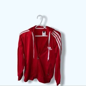 Adidas retro red jacket with hood